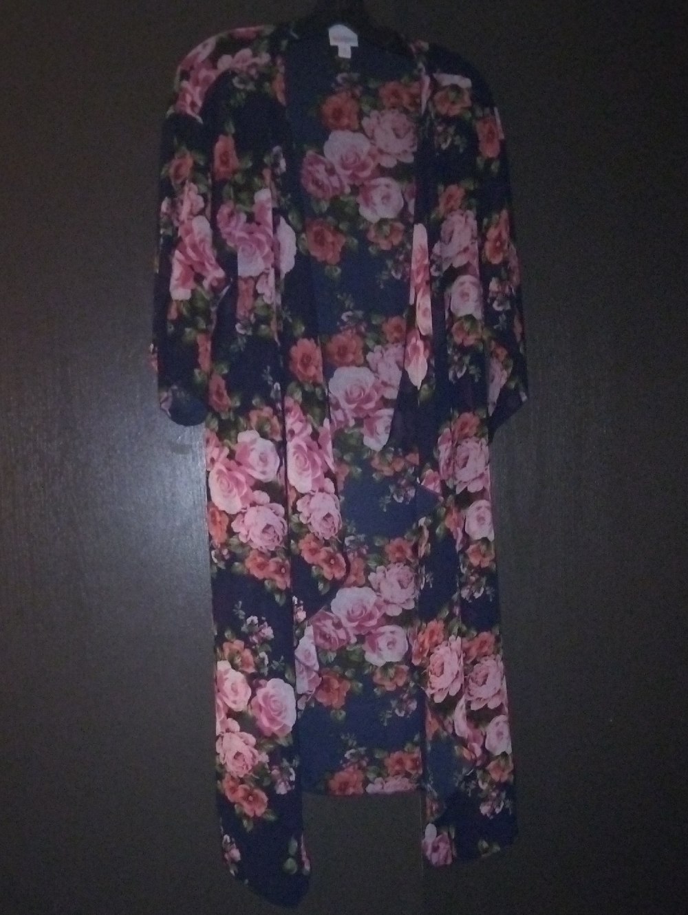 LuLaRoe Navy Floral Swim Coverup with Pink Roses